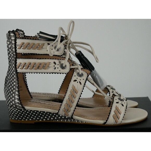 NWT Coach Via Demi Gladiator Wedge Snakeskin Sandals in White 5 - Picture 4 of 8